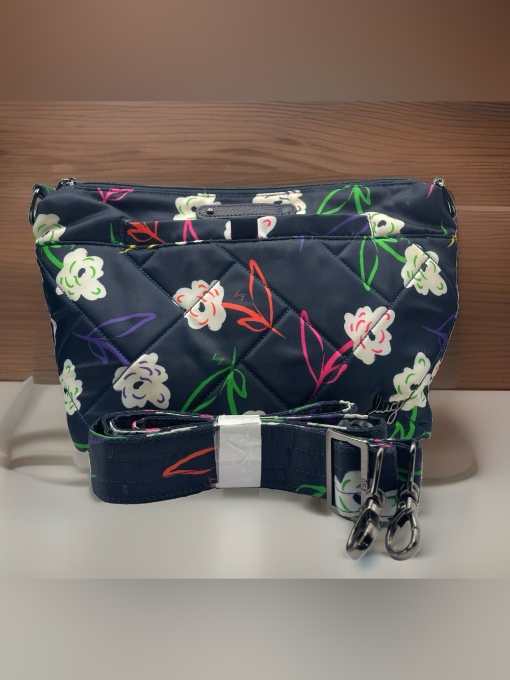 LUG Flare Quilted RFID Shoulder/Crossbody Travel Bag - Bright Floral